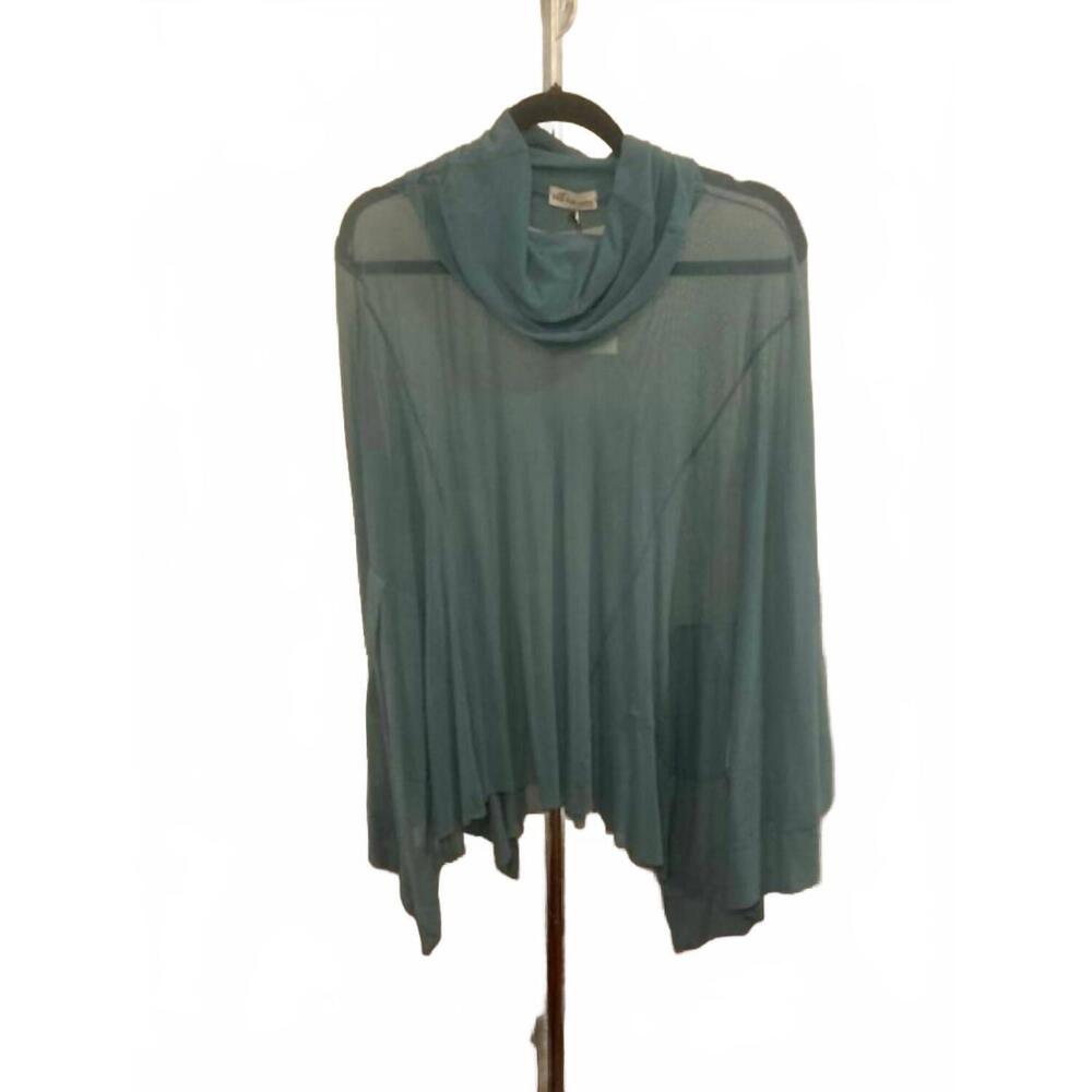 NEW PETIT POIS BY VIVIANA G women's loose poncho with big collar & front pockets